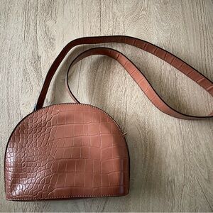 ASOS DESIGN Croc Half Moon Crossbody Bag – Brown